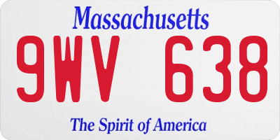 MA license plate 9WV638