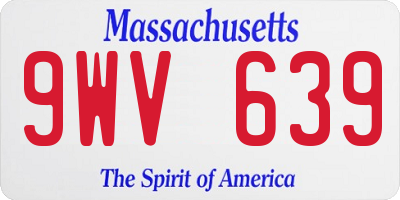 MA license plate 9WV639