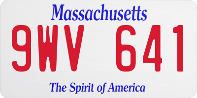 MA license plate 9WV641