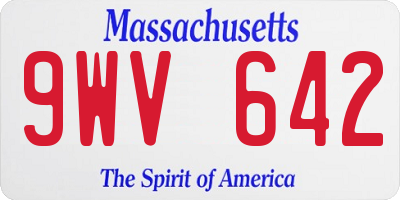 MA license plate 9WV642
