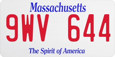 MA license plate 9WV644