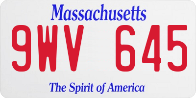 MA license plate 9WV645