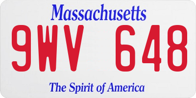 MA license plate 9WV648