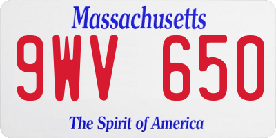 MA license plate 9WV650