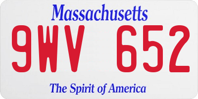 MA license plate 9WV652