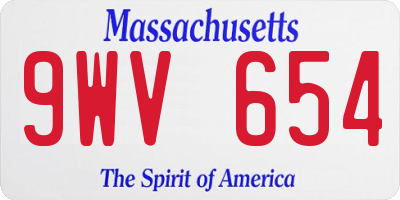 MA license plate 9WV654