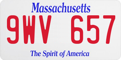 MA license plate 9WV657