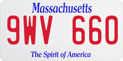 MA license plate 9WV660