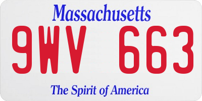 MA license plate 9WV663