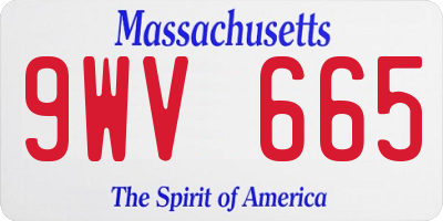 MA license plate 9WV665