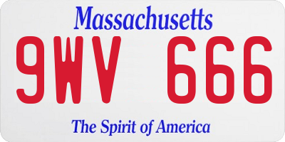 MA license plate 9WV666