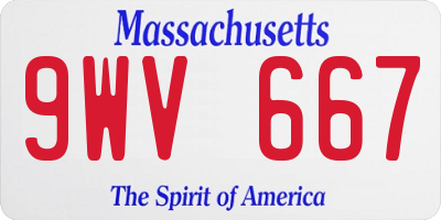 MA license plate 9WV667