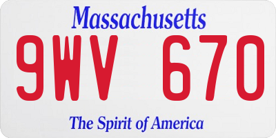 MA license plate 9WV670