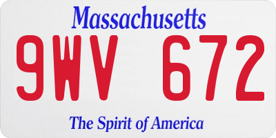 MA license plate 9WV672
