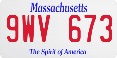 MA license plate 9WV673