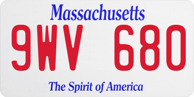 MA license plate 9WV680