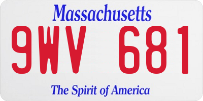 MA license plate 9WV681