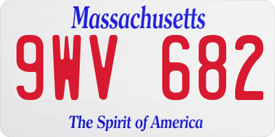 MA license plate 9WV682