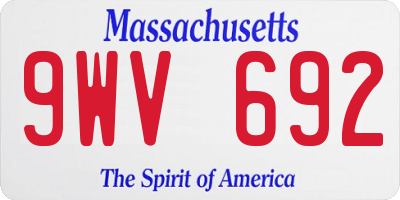 MA license plate 9WV692