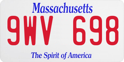 MA license plate 9WV698