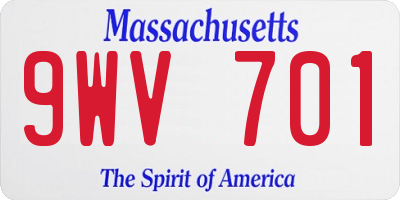 MA license plate 9WV701