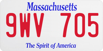 MA license plate 9WV705