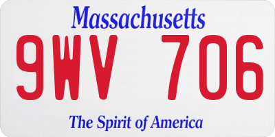 MA license plate 9WV706
