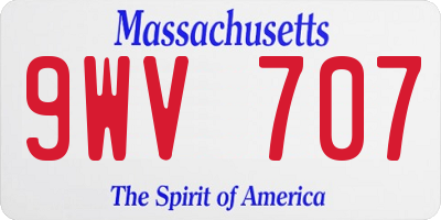 MA license plate 9WV707