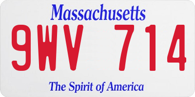 MA license plate 9WV714