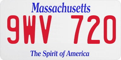 MA license plate 9WV720