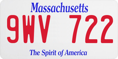 MA license plate 9WV722