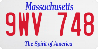 MA license plate 9WV748