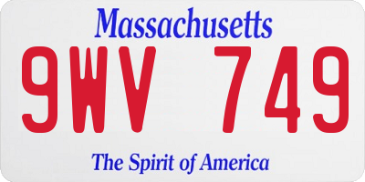 MA license plate 9WV749