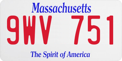 MA license plate 9WV751