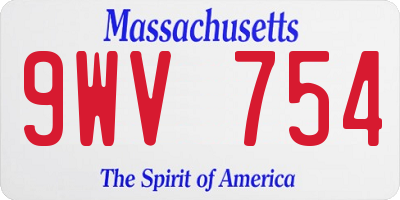 MA license plate 9WV754