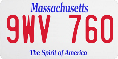 MA license plate 9WV760