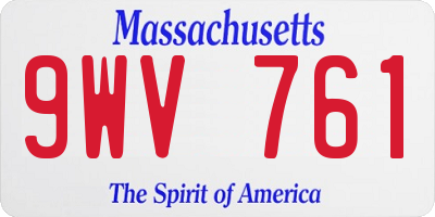 MA license plate 9WV761