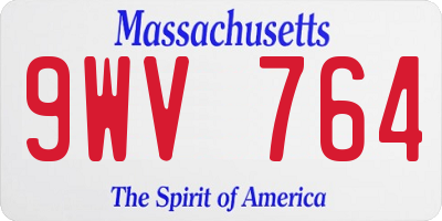 MA license plate 9WV764