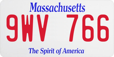 MA license plate 9WV766