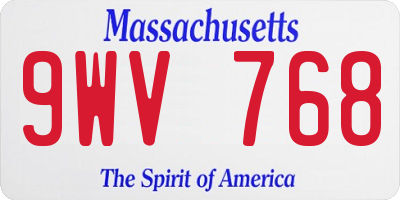 MA license plate 9WV768
