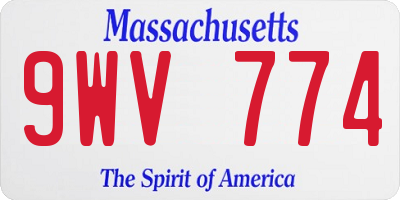MA license plate 9WV774