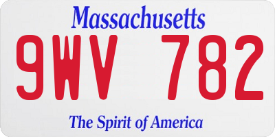 MA license plate 9WV782
