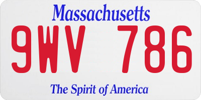 MA license plate 9WV786