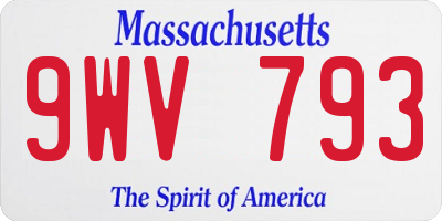 MA license plate 9WV793