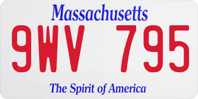 MA license plate 9WV795