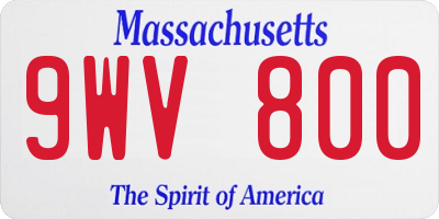 MA license plate 9WV800