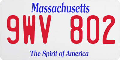 MA license plate 9WV802