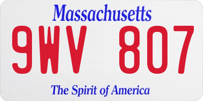 MA license plate 9WV807