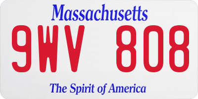 MA license plate 9WV808