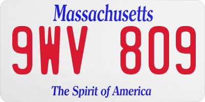 MA license plate 9WV809